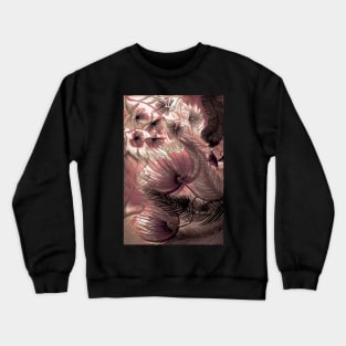 DUSKY PINK LARGE ART DECO ABSTACT FERNS FLOWERS & TRIFFIDS Crewneck Sweatshirt